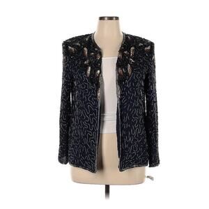 VTG Emma Black Sequin Beaded Black Embellished Silk Jacket Kazar 14